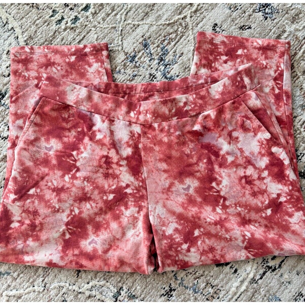 LOGO by‎ Lori Goldstein Pants Womens PL Orange Tie Dye Pull On Travel Comfort - Picture 3 of 10